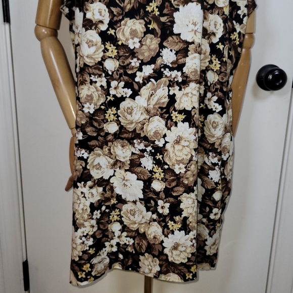 Abercrombie & Fitch Black Floral Cotton Linen Mini Dress Size XXLP Sundress - Picture 2 of 11